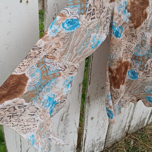 MXM Brown and Blue Patterned Blouse - Picture 3 of 9